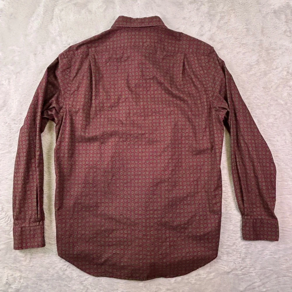 Polo Ralph Lauren‎ Mens Button Down Shirt L Burgundy Medallion Print Cotton